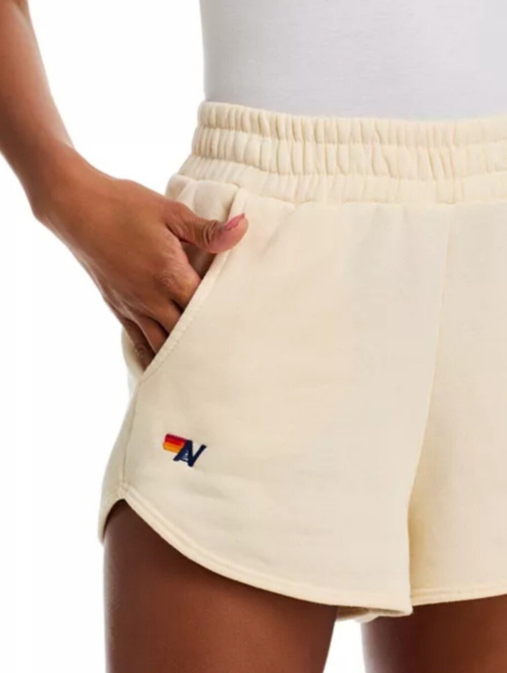 Aviator Nation Essential Club Cream Shorts - S